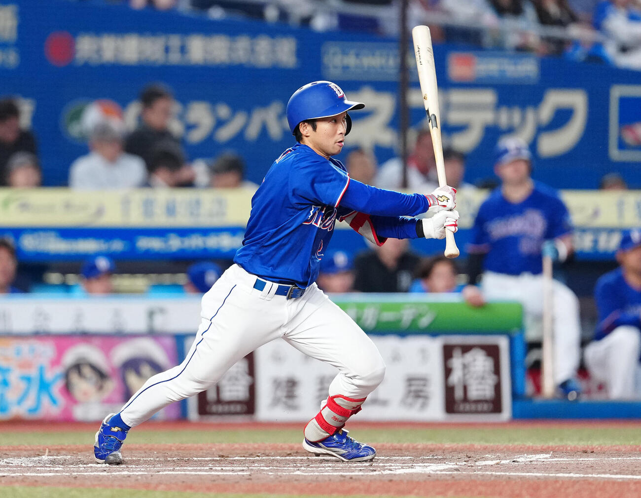 ロッテ対中日　3回表中日1死一、三塁、適時打を放つ田中幹也（撮影・鈴木みどり）
