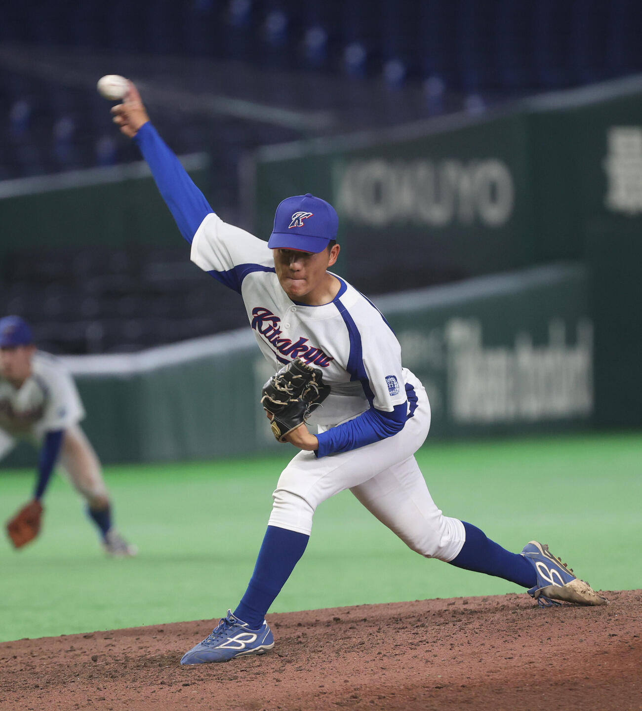 北九州市立大対関大　7回から登板した北九州市立大・高山柊吾（撮影・柴田隆二）　