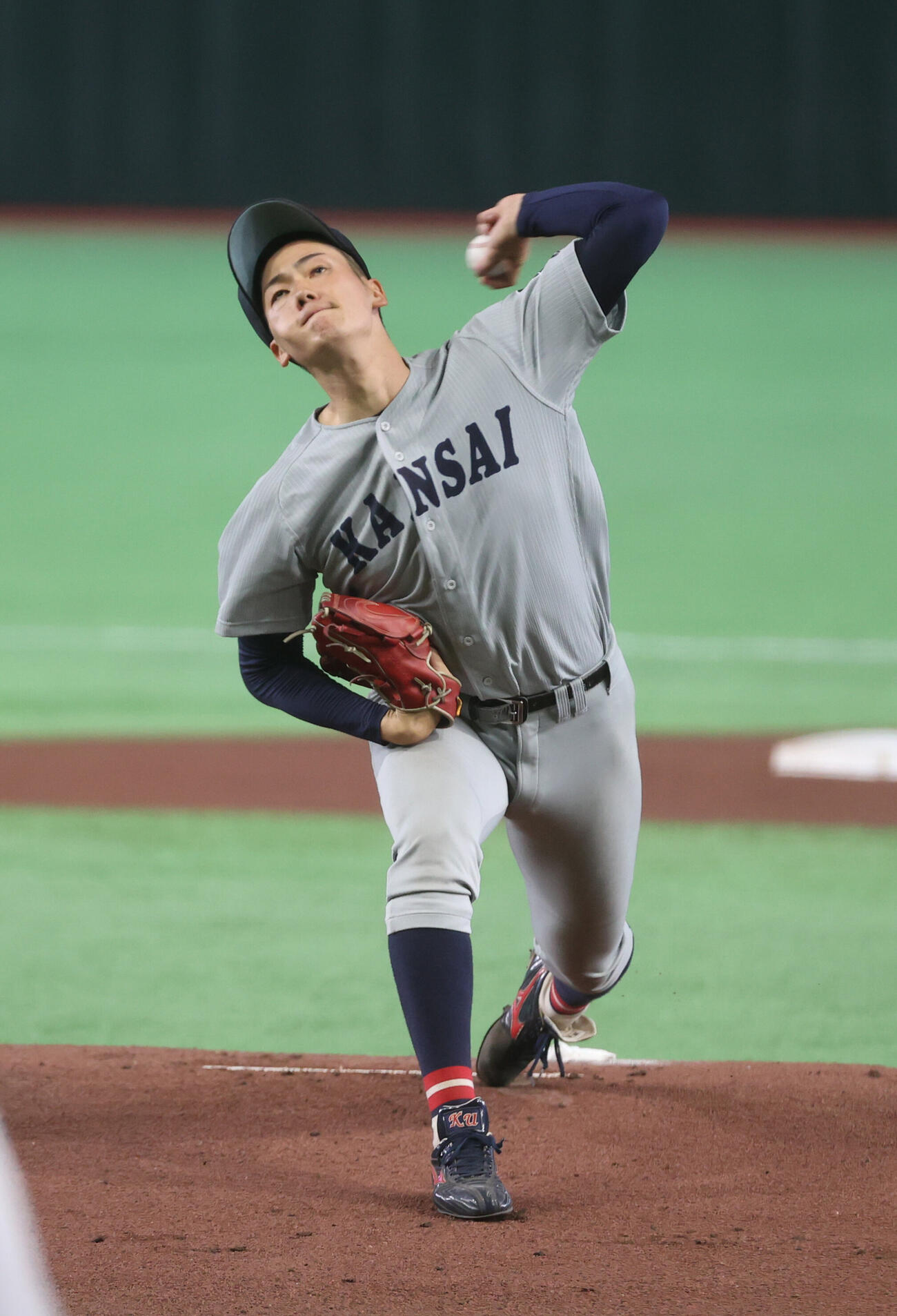 北九州市立大対関大　先発した関大・百合沢飛（撮影・柴田隆二）