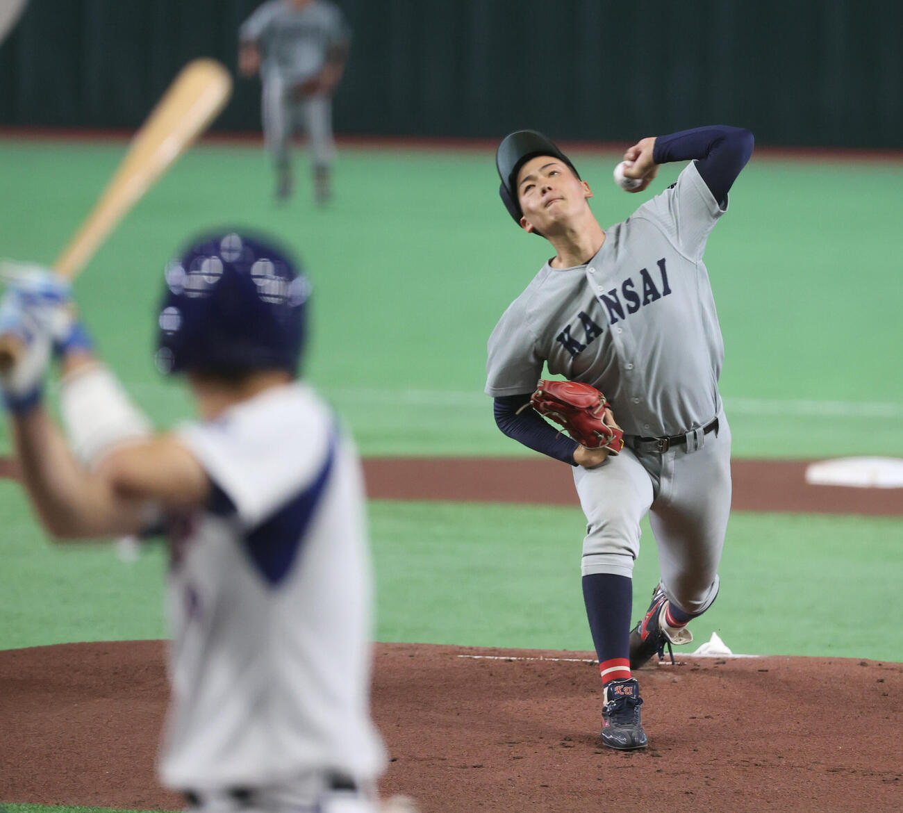 北九州市立大対関大　先発した関大・百合沢飛（撮影・柴田隆二）