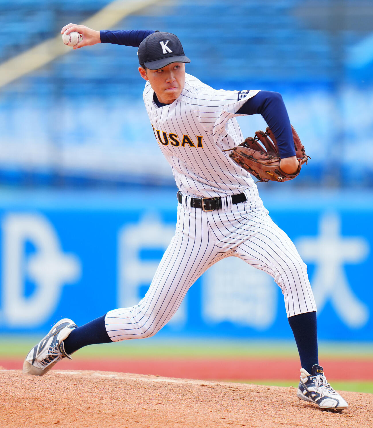 全日本大学野球選手権　2回戦　大商大対東日本国際大　6回表大商大無死一、三塁、東日本国際大2番手の菊池統磨（撮影・垰建太）