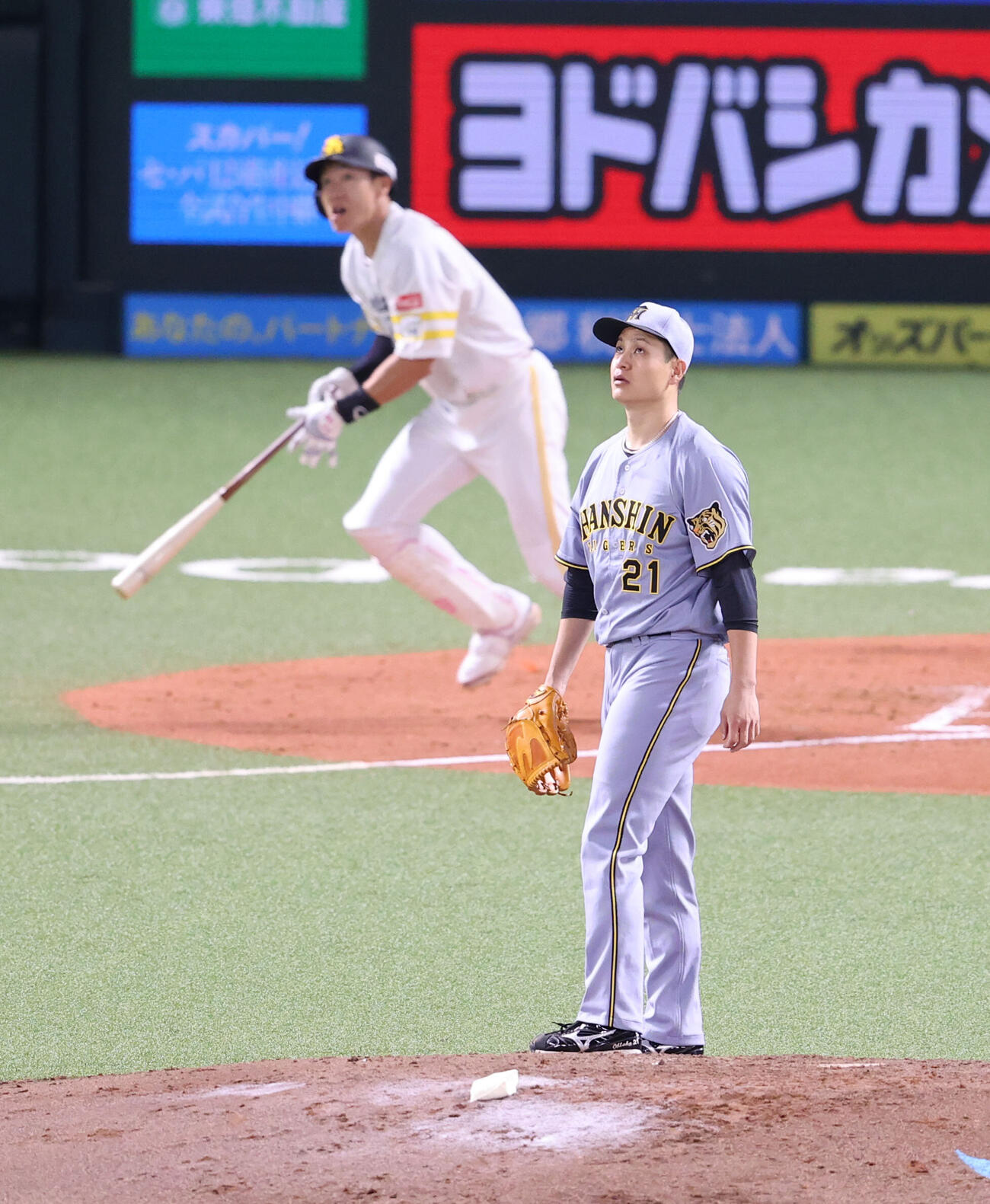 ソフトバンク対阪神　4回裏ソフトバンク1死、柳田悠岐に右越え本塁打を浴びた大竹耕太郎（撮影・梅根麻紀）