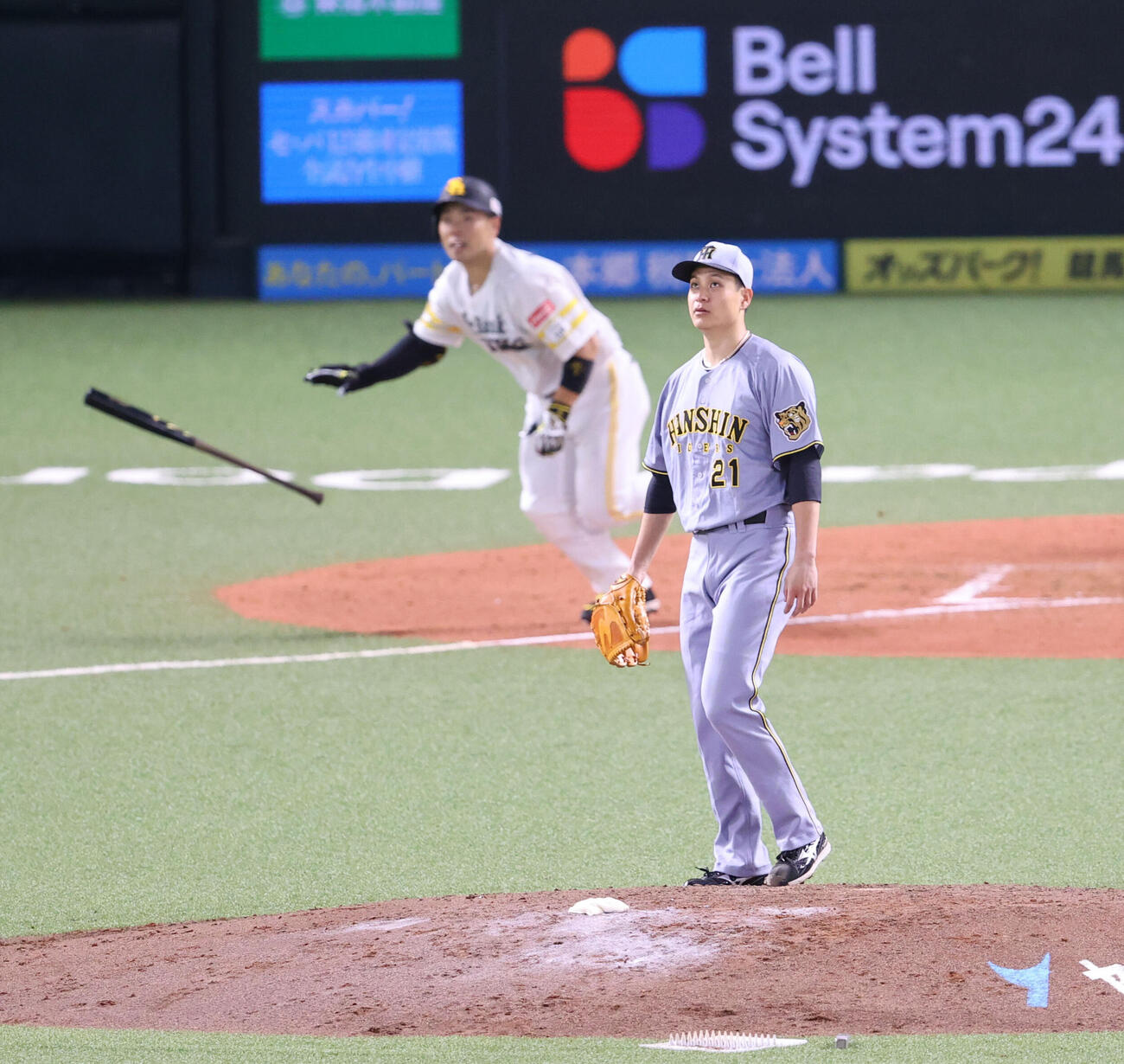 ソフトバンク対阪神　5回裏ソフトバンク1死、近藤健介に勝ち越しとなる右中間本塁打を浴びた大竹耕太郎（撮影・梅根麻紀）
