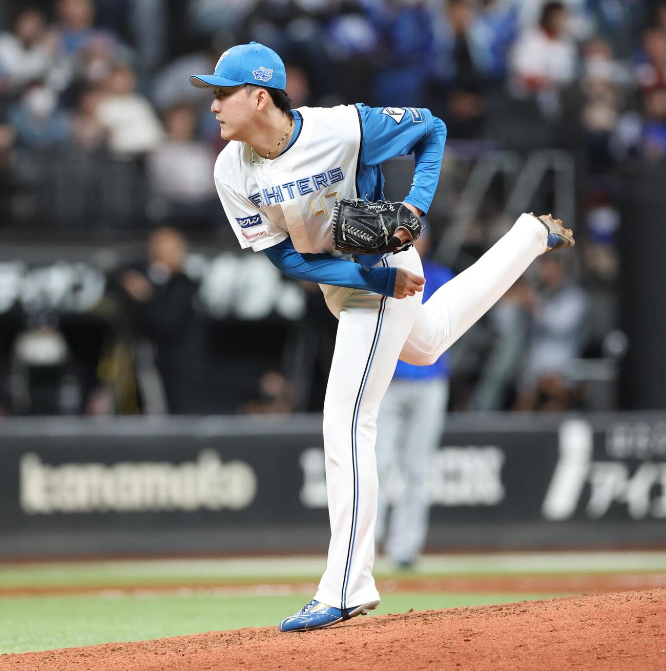日本ハム対DeNA 9回に登板の柳川大晟（撮影・黒川智章）