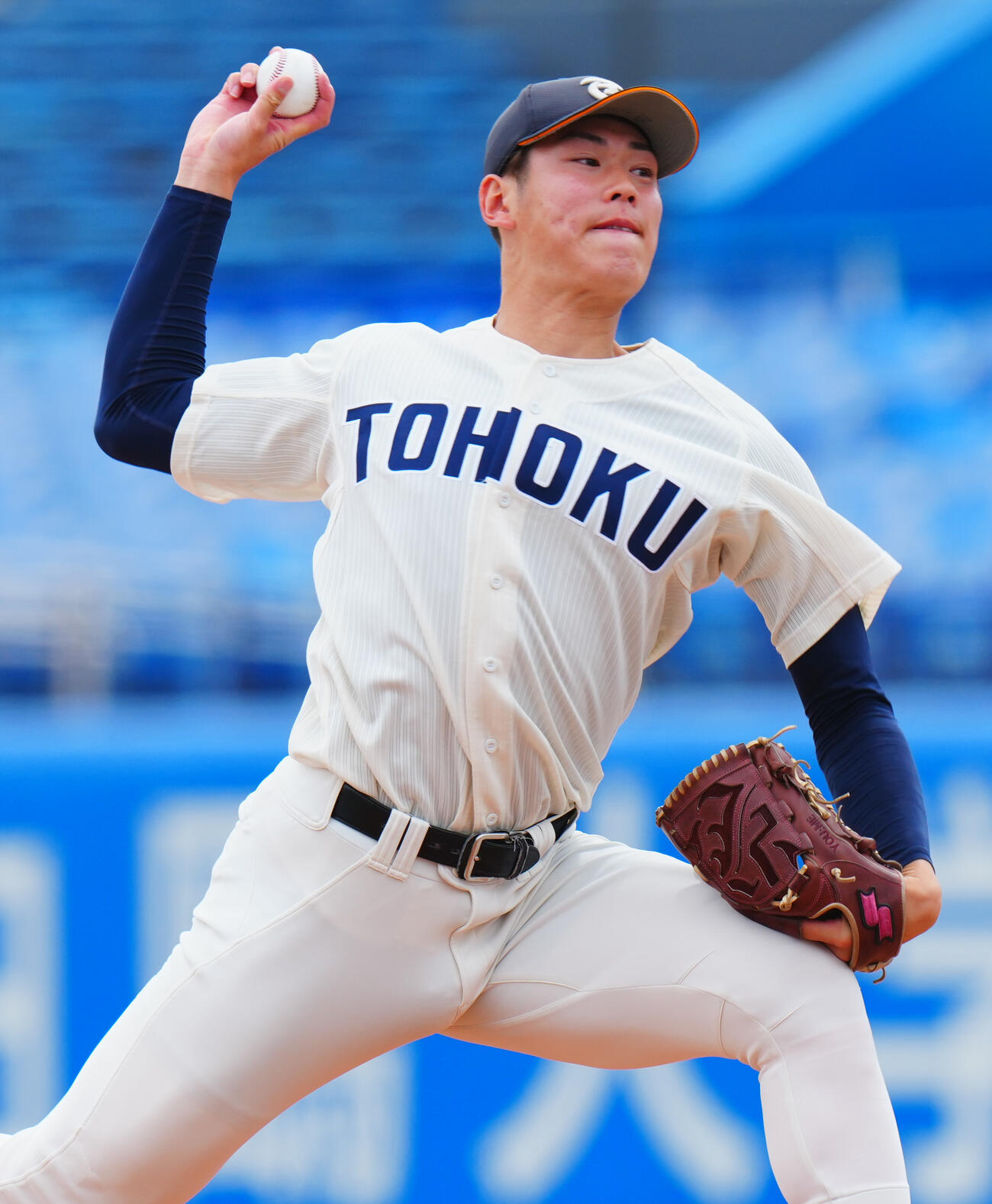 全日本大学野球選手権　準々決勝　大商大対東北福祉大　力投する東北福祉大先発の猪俣駿太（撮影・垰建太）
