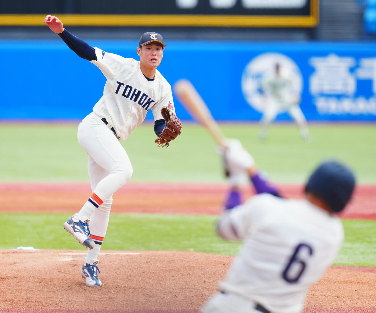全日本大学野球選手権　準々決勝　大商大対東北福祉大　力投する東北福祉大先発の猪俣駿太（撮影・垰建太）