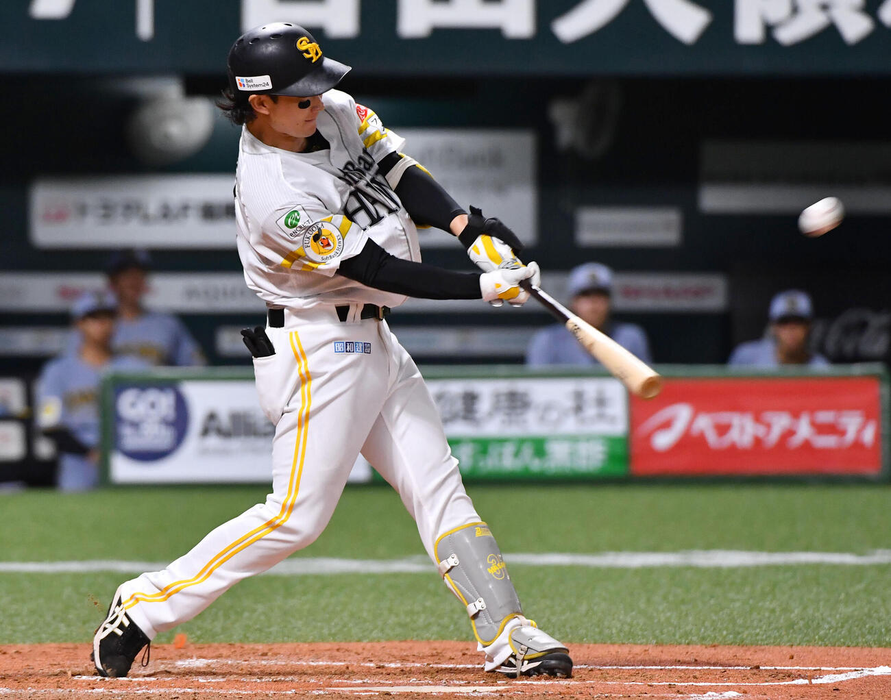 ソフトバンク対阪神　4回裏ソフトバンク無死、正木智也は左越え同点本塁打を放つ（撮影・岩下翔太）