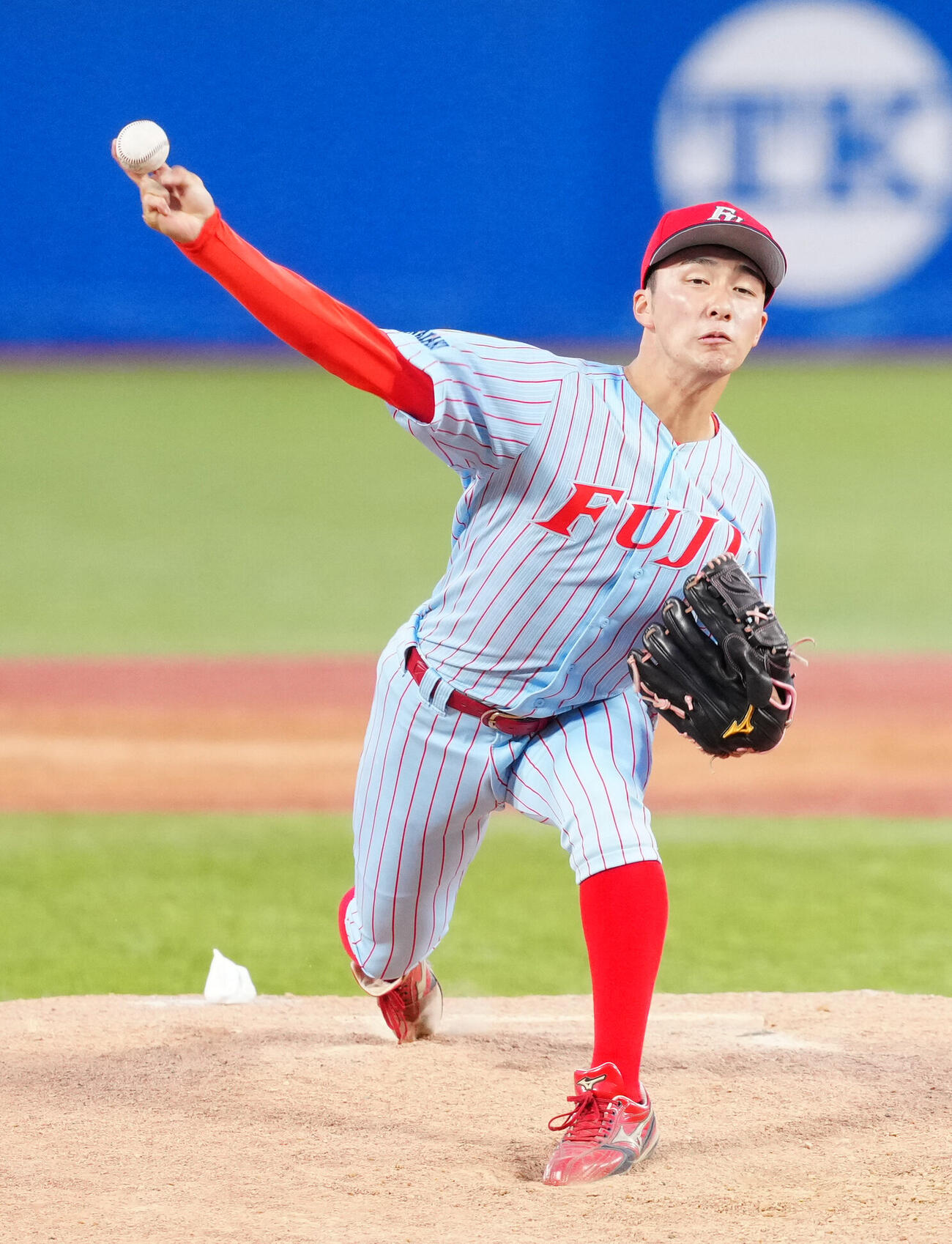 全日本大学野球選手権　準々決勝　富士大対国学院大　力投する富士大先発の角田楓斗（撮影・江口和貴）