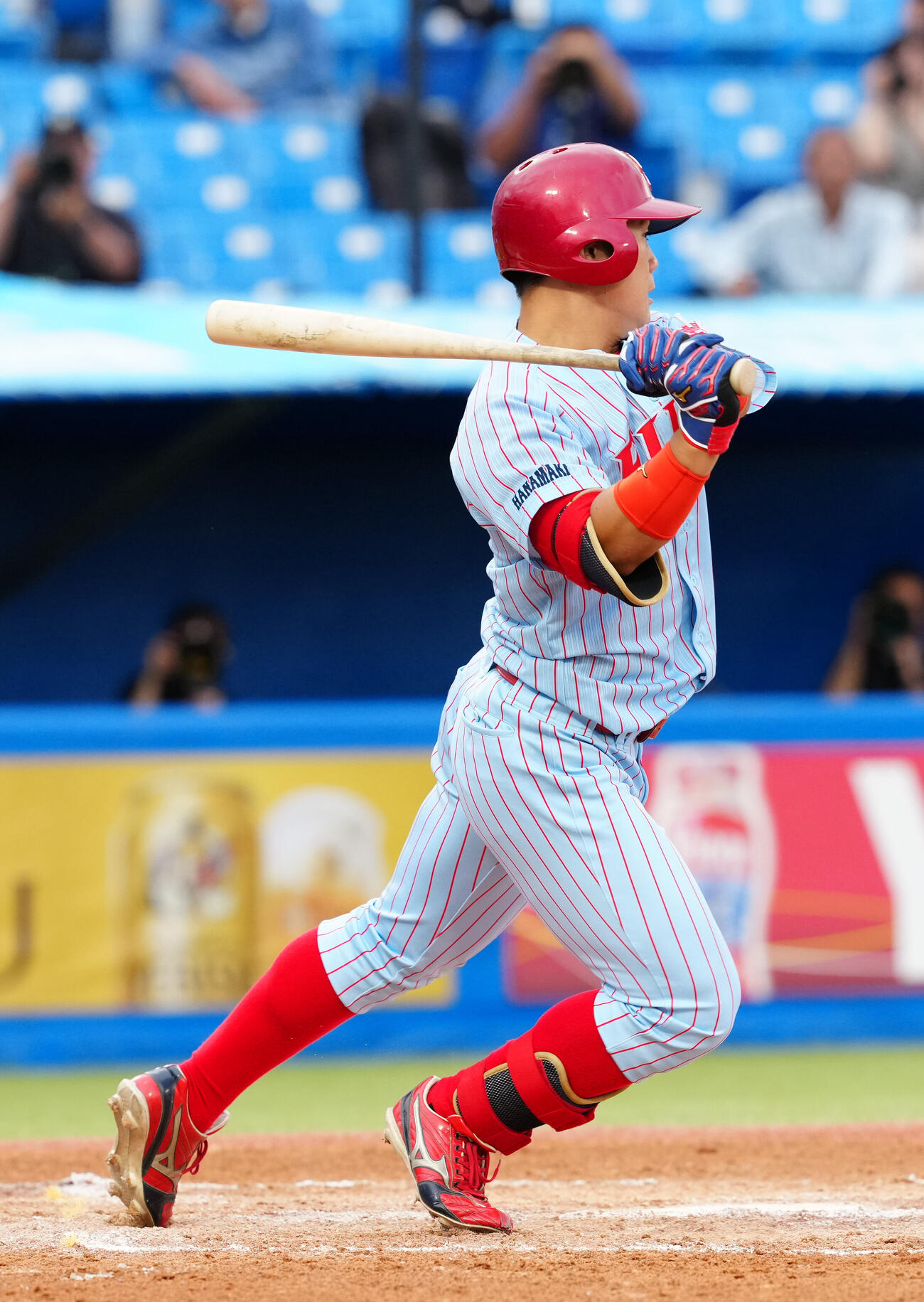 全日本大学野球選手権　準々決勝　富士大対国学院大　2回表富士大1死二塁、先制適時打を放つ高橋昇聖（撮影・江口和貴）