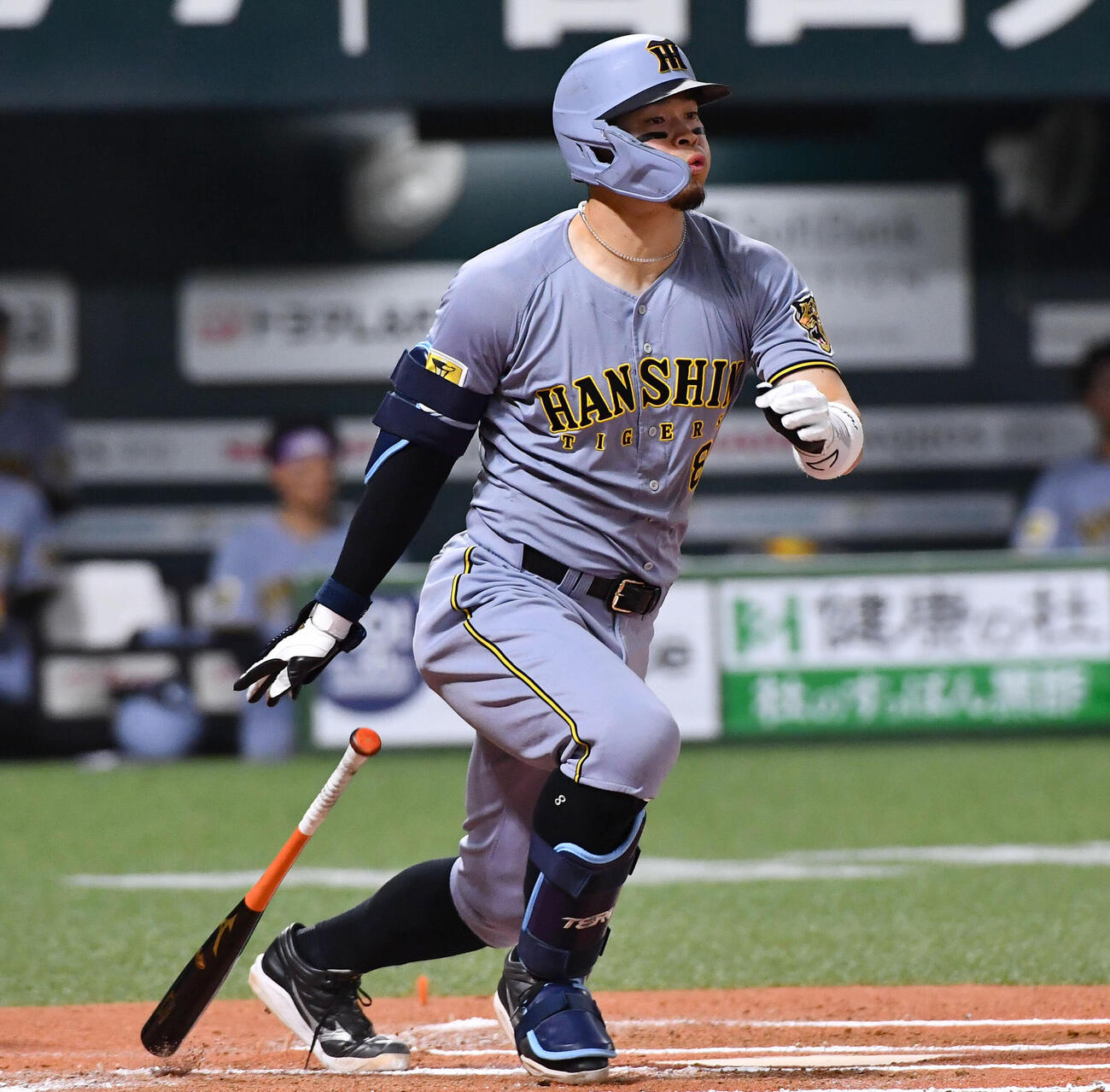 ソフトバンク対阪神　6回表阪神1死、佐藤輝明は右前安打を放つ（撮影・岩下翔太）