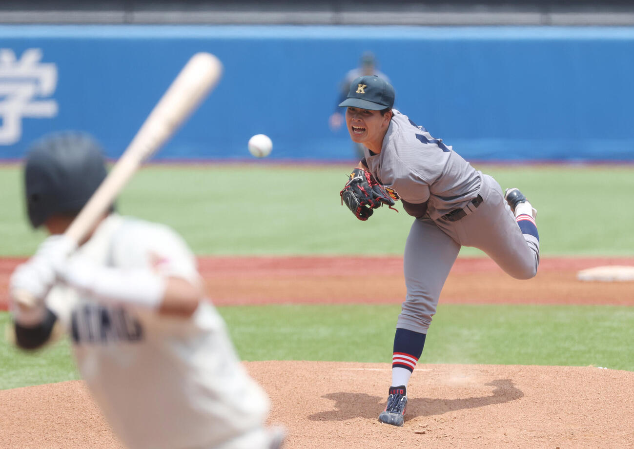 全日本大学野球選手権　準決勝　東北福祉大対慶大　先発した慶大・渡辺和大（撮影・柴田隆二）