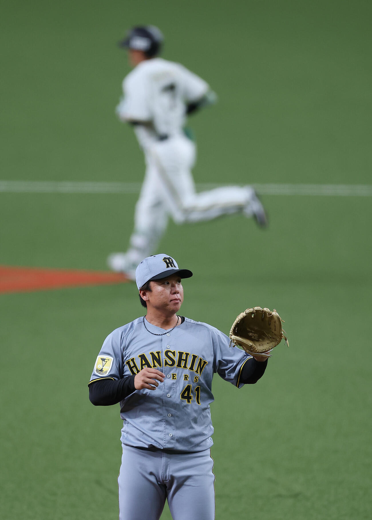 オリックス対阪神　1回裏オリックス1死、西川龍馬に先制本塁打を浴びた村上頌樹（撮影・前田充）