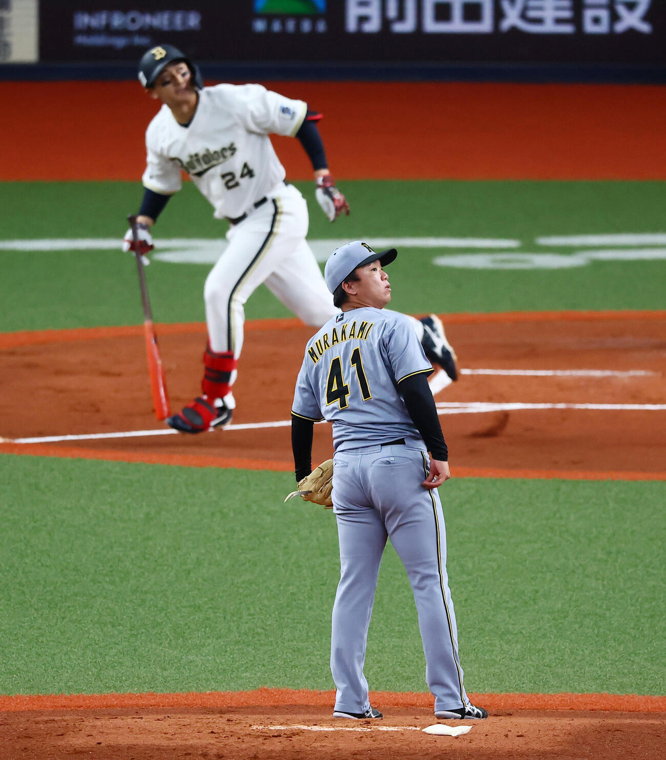 オリックス対阪神　1回裏オリックス1死、村上頌樹は紅林弘太郎に左越えソロ本塁打を浴びる（撮影・加藤哉）