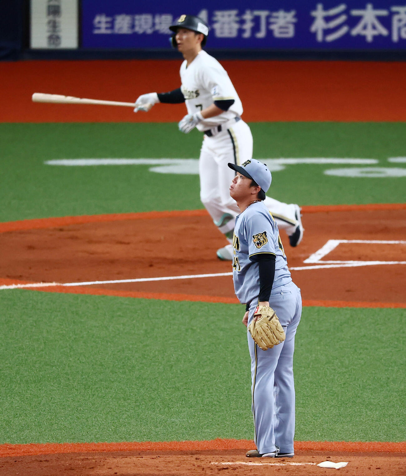 オリックス対阪神　1回裏オリックス1死、村上頌樹は西川龍馬に右越えソロ本塁打を浴びる（撮影・加藤哉）