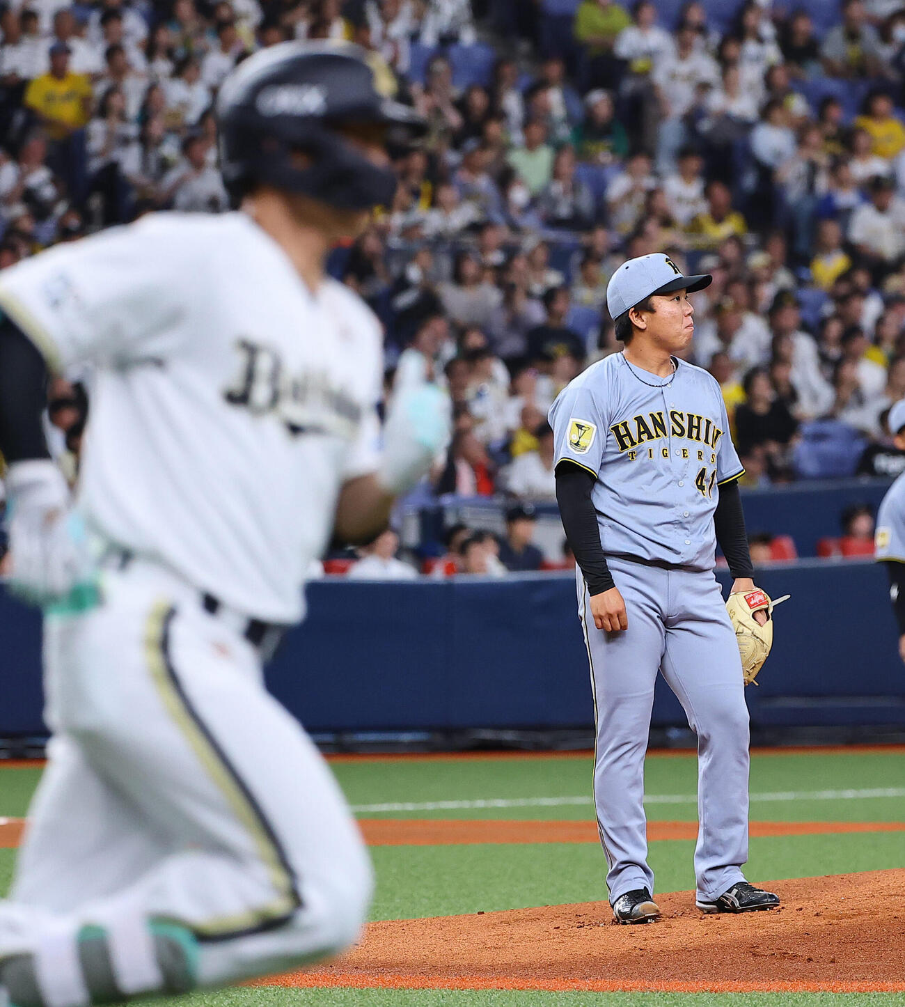 オリックス対阪神　1回裏オリックス1死、村上頌樹は西川龍馬に先制ソロ本塁打を浴びる（撮影・上田博志）