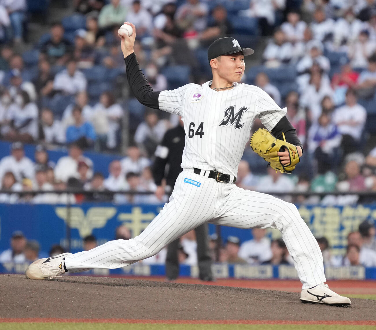 ロッテ対DeNA　ロッテ先発の広池康志郎（撮影・小沢裕）　