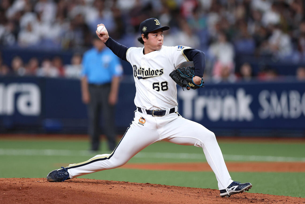 オリックス対阪神　オリックス2番手の入山海斗（撮影・前田充）＝2026年6月12日