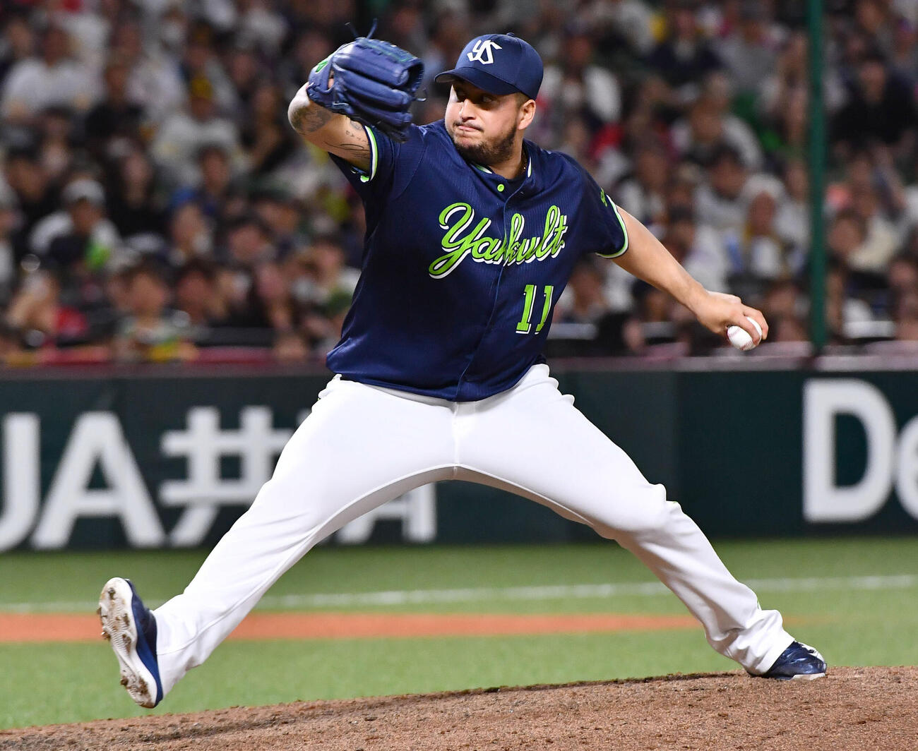 ソフトバンク対ヤクルト　9回裏から登板した、ヤクルト5番手のホセ・キハダ（撮影・岩下翔太）