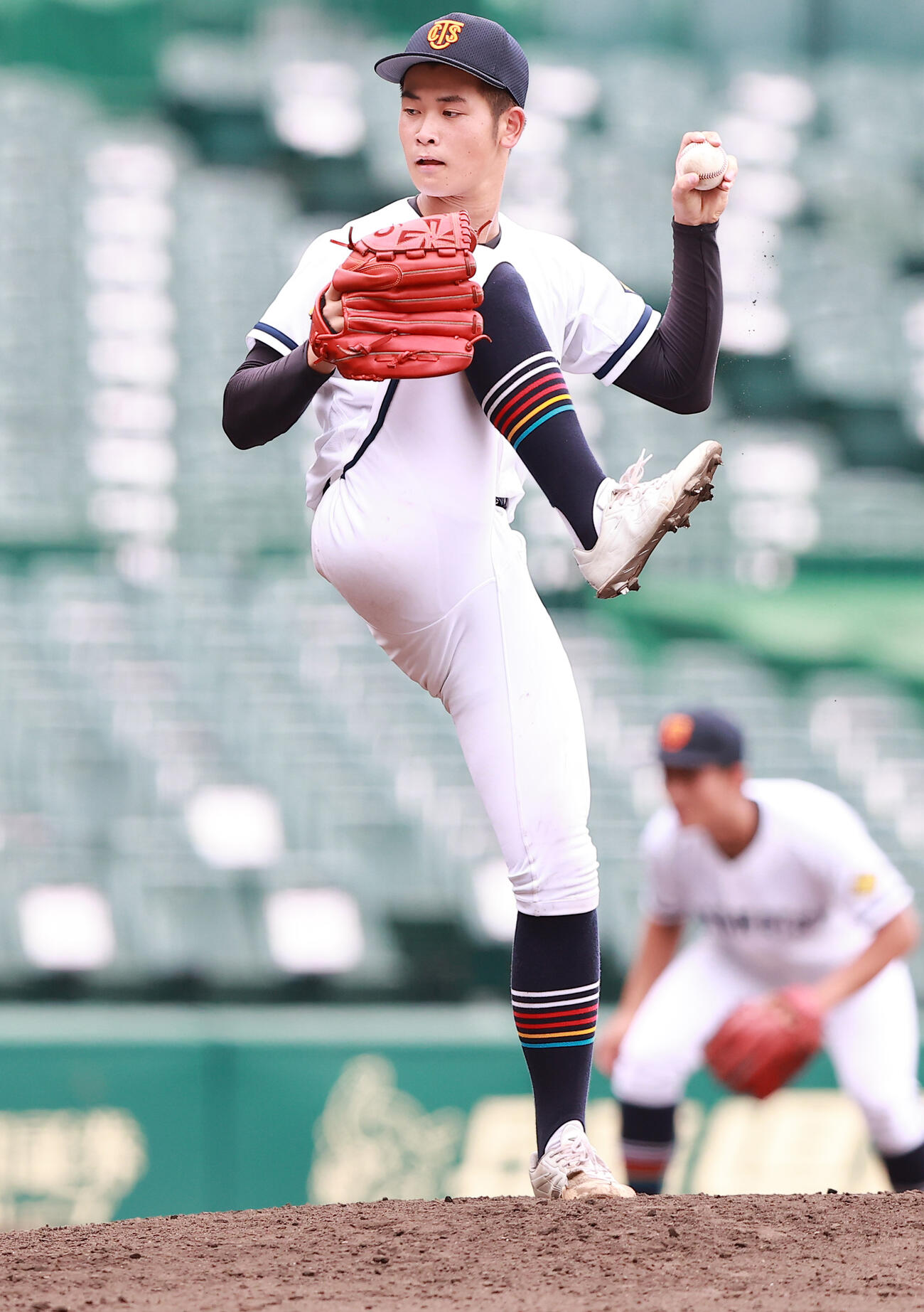 2021年8月24日　第103回全国高校野球選手権　智弁和歌山対高松商　力投する高松商・渡辺和大