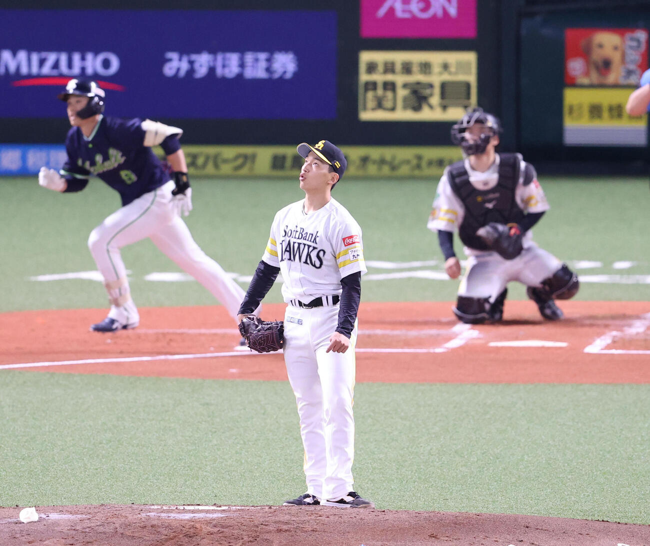 ソフトバンク対ヤクルト　2回表ヤクルト無死、塩見泰隆右越え先制本塁打を浴びた前田悠伍（撮影・梅根麻紀）、