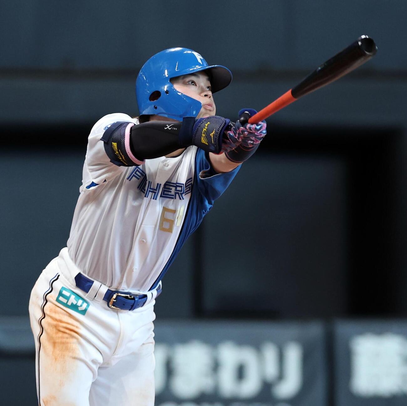 日本ハム」対中日　8回裏日本ハム1死、本塁打を放つ田宮裕涼（撮影・黒川智章）＝2026年6月13日