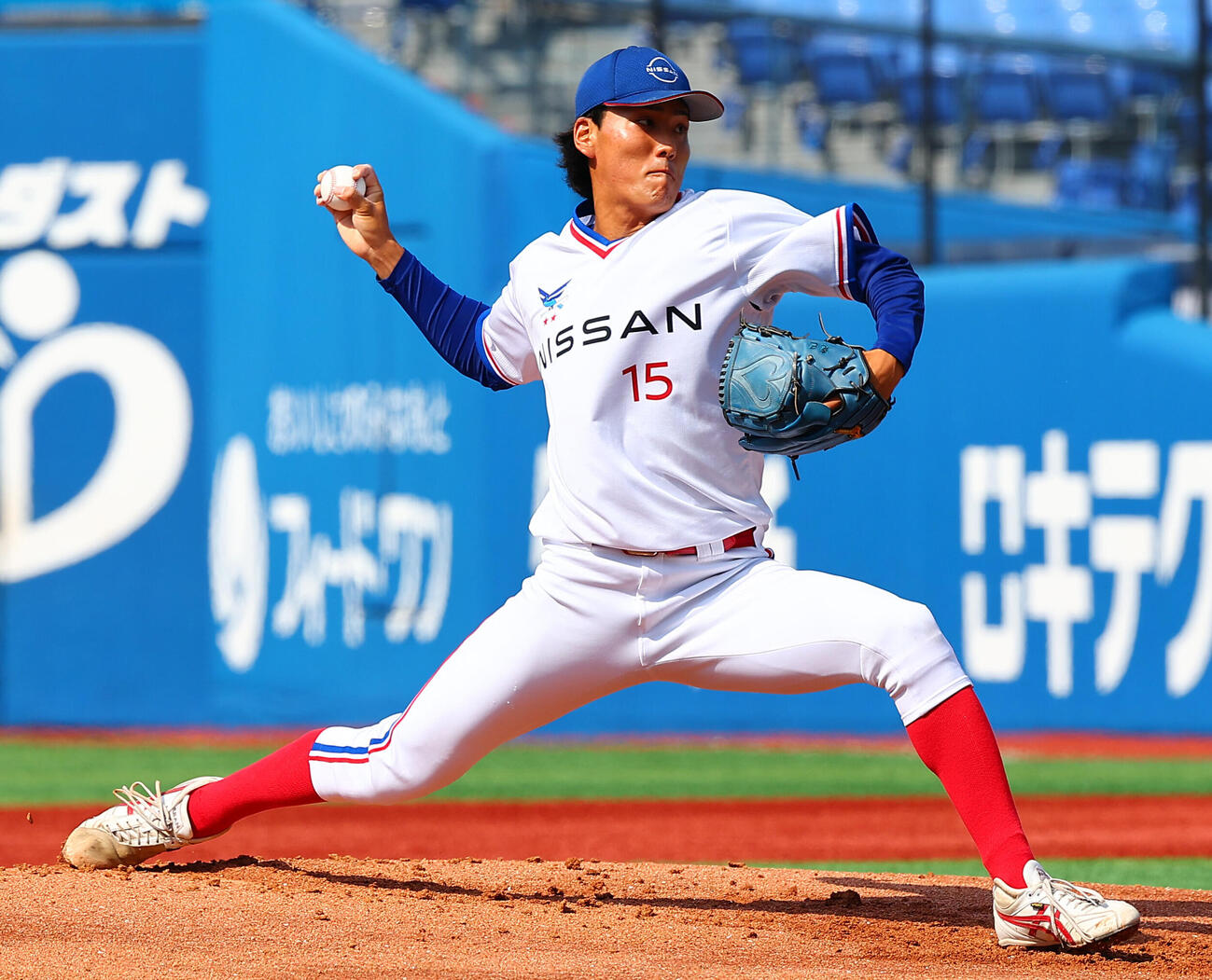 都市対抗野球西関東予選第2代表決定戦　三菱重工East対日産自動車　日産自動車先発の白根羽琉（撮影・野上伸悟）