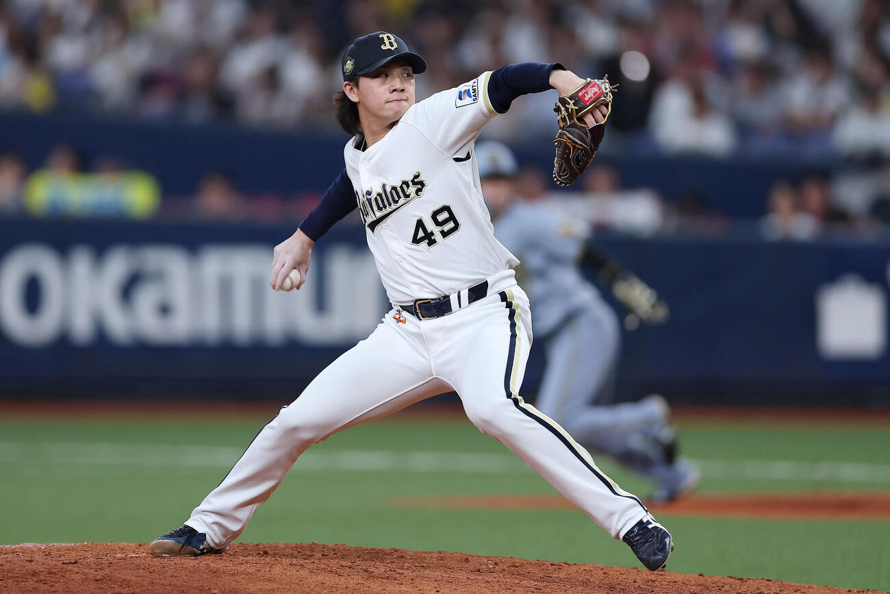 オリックス対阪神　オリックス5番手の片山楽生（撮影・前田充）