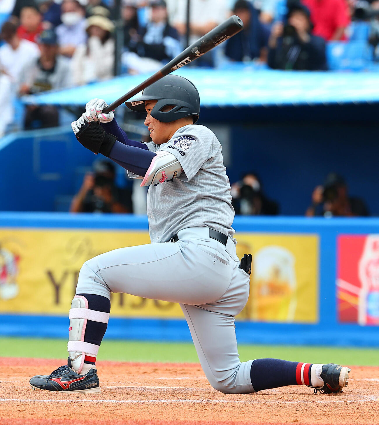 全日本大学野球選手権　決勝　関大対慶大　4回表関大1死一、二塁、先制適時安打を放つ森内大奈（撮影・野上伸悟）