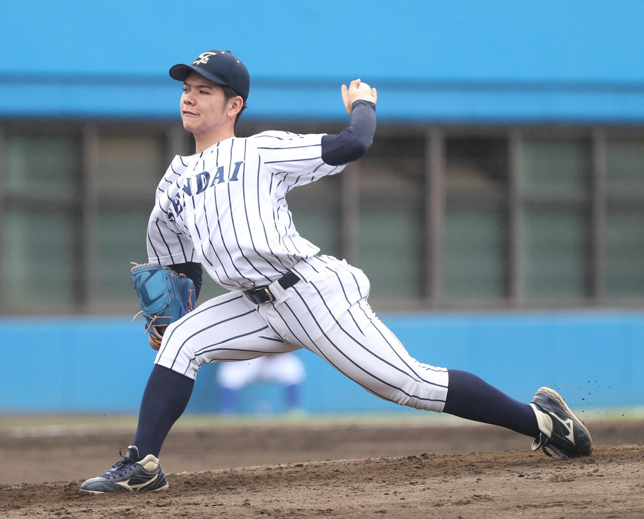 3回から登板したA組の仙台大・大城海翔（撮影・柴田隆二）