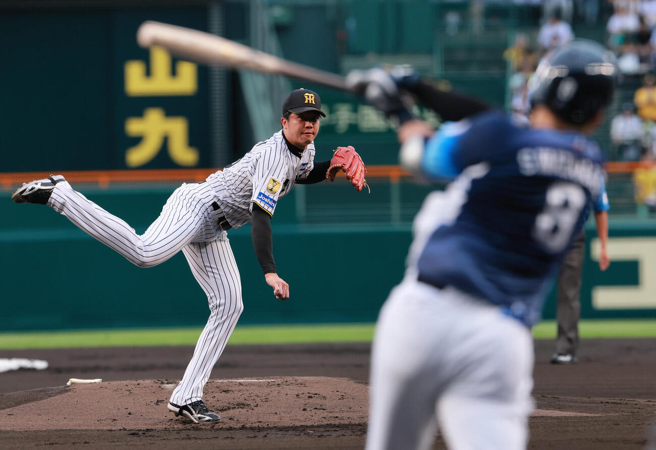阪神対西武　力投する阪神先発の才木浩人（撮影・上山淳一）