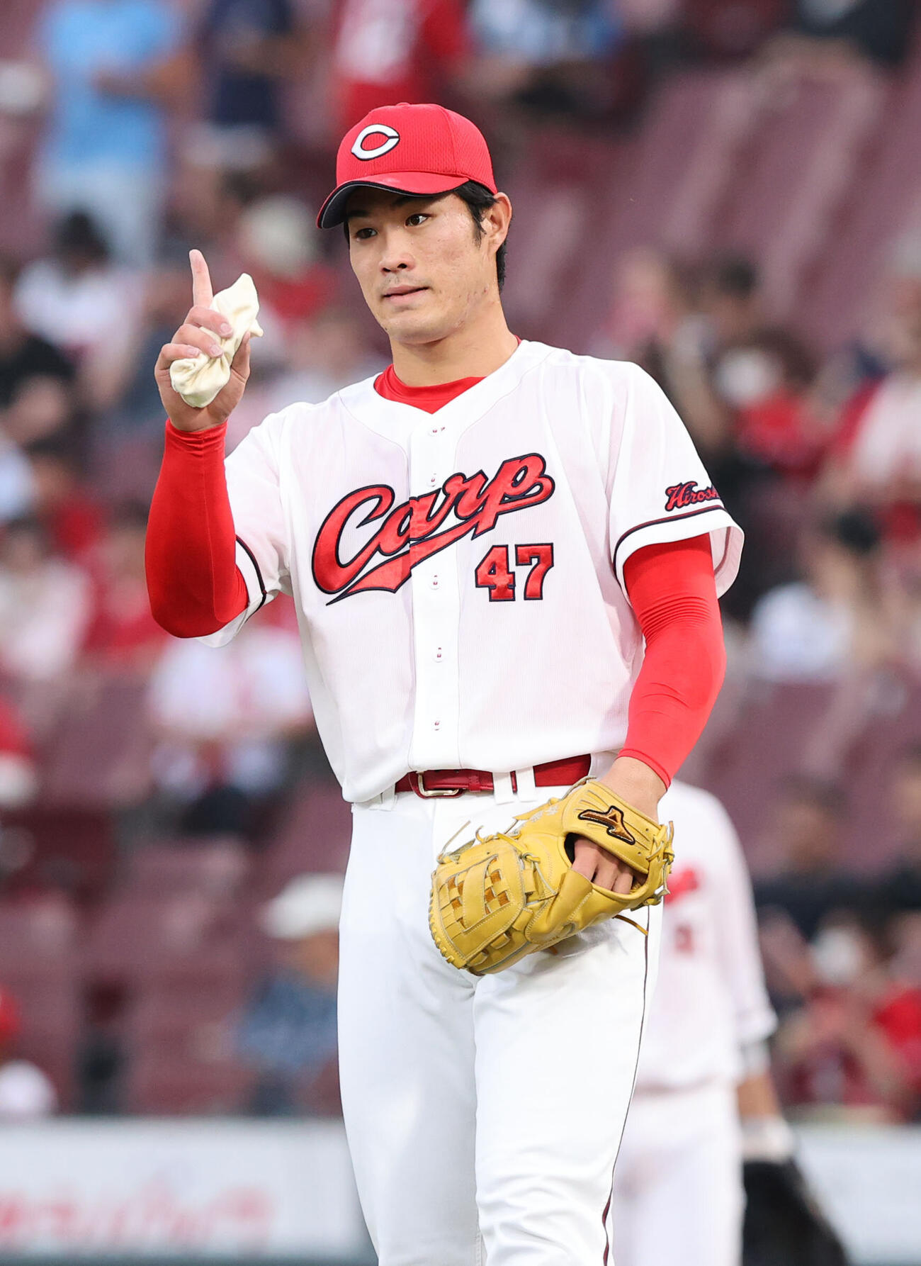 広島対日本ハム　3回表日本ハム無死、進藤勇也を中飛に打ち取った斉藤優汰（撮影・梅根麻紀）