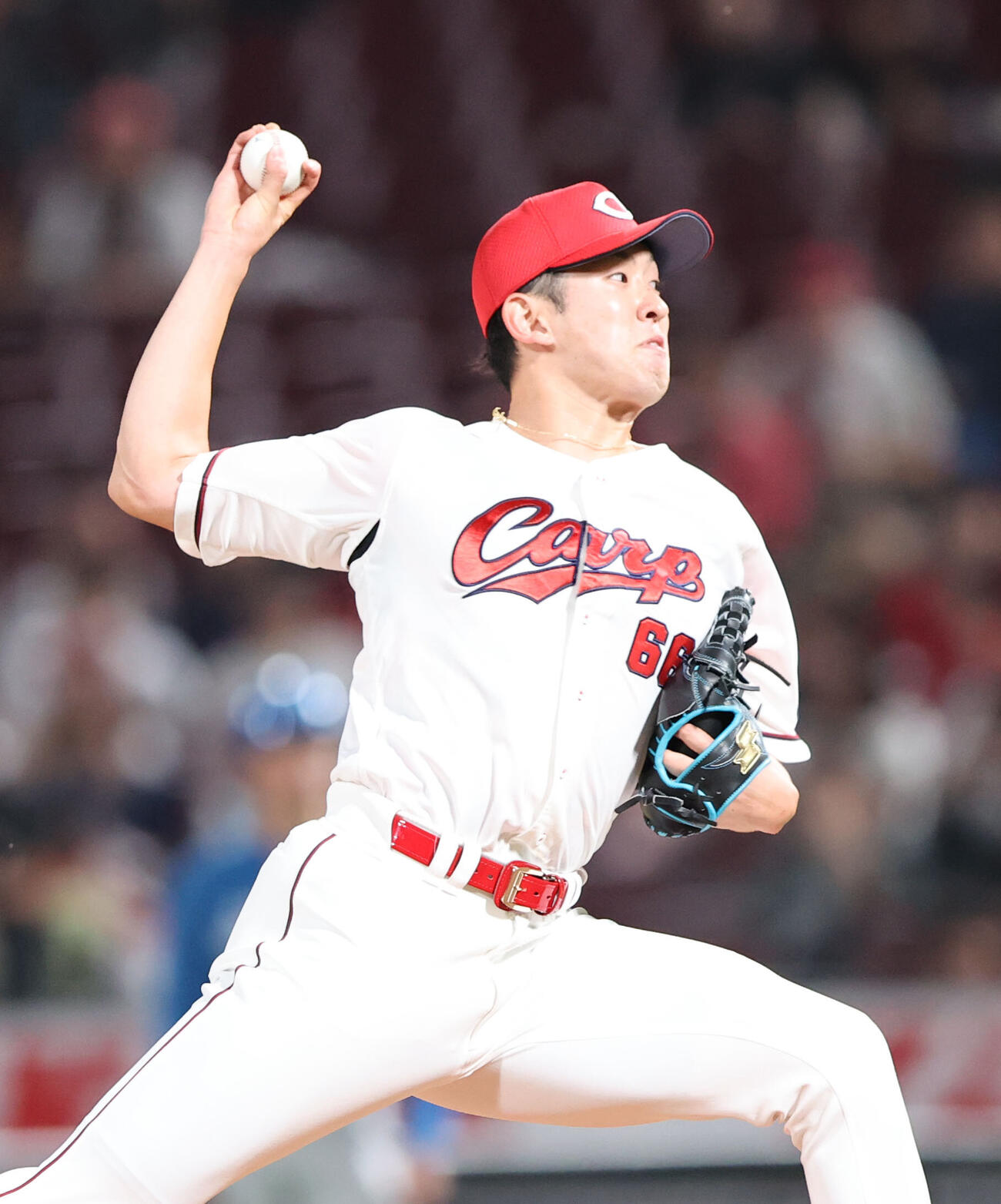 広島対日本ハム　6回に登板した広島遠藤淳志（撮影・梅根麻紀）