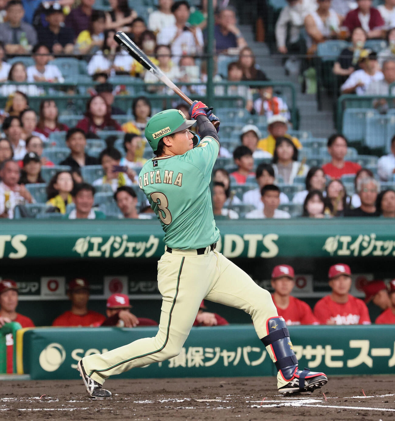 阪神対楽天　2回裏阪神無死一塁、阪神大山悠輔は先制2点本塁打を放つ（撮影・宮崎幸一）