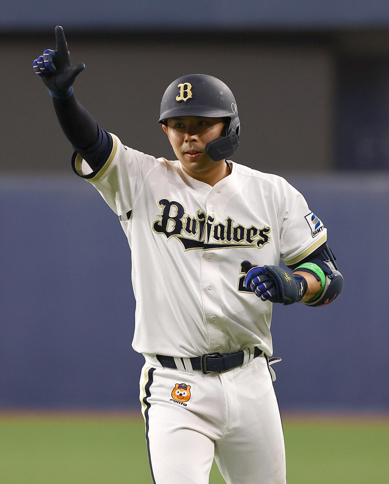 オリックス対西武　4回裏オリックス1死二、三塁、若月健矢は勝ち越し適時打を放つ（撮影・上田博志)　
