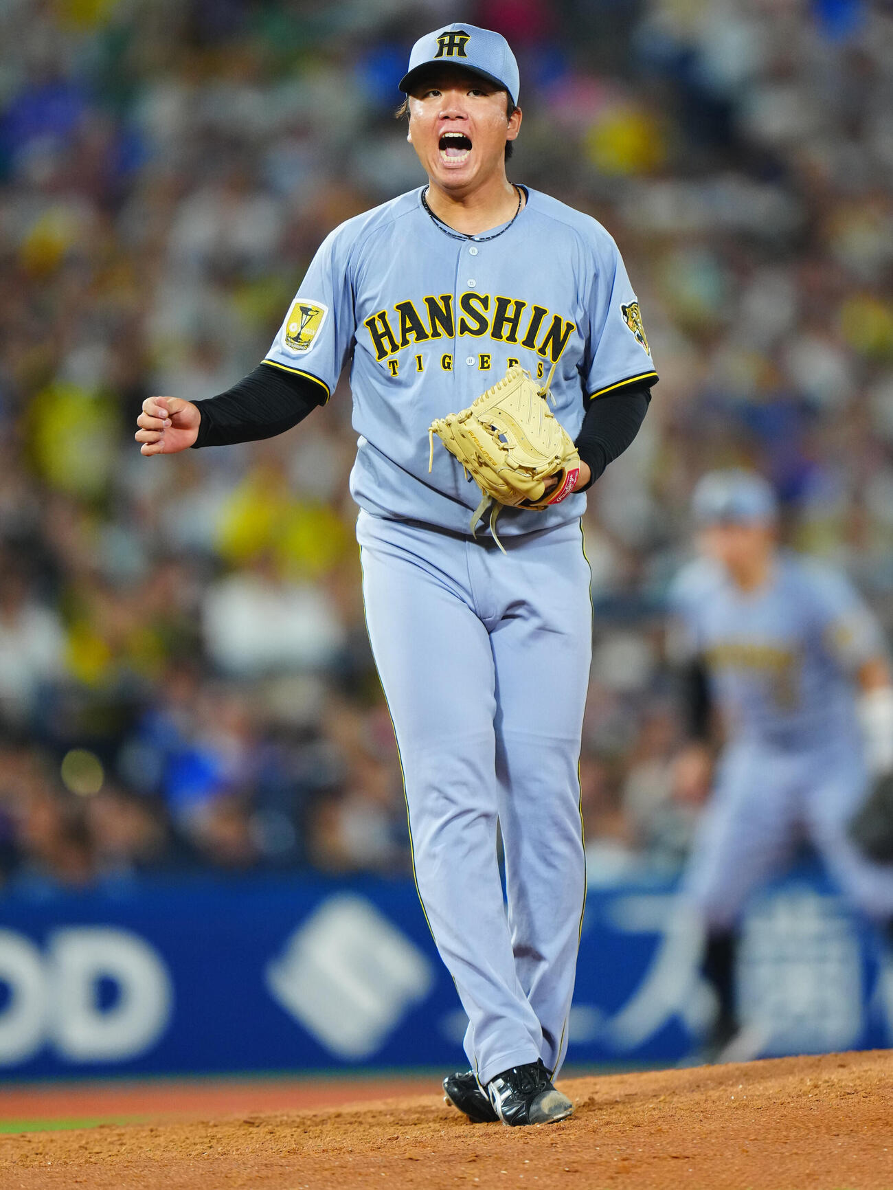 DeNA対阪神　4回裏DeNA2死二塁、投球後に声をあげる村上頌樹（撮影・垰建太）