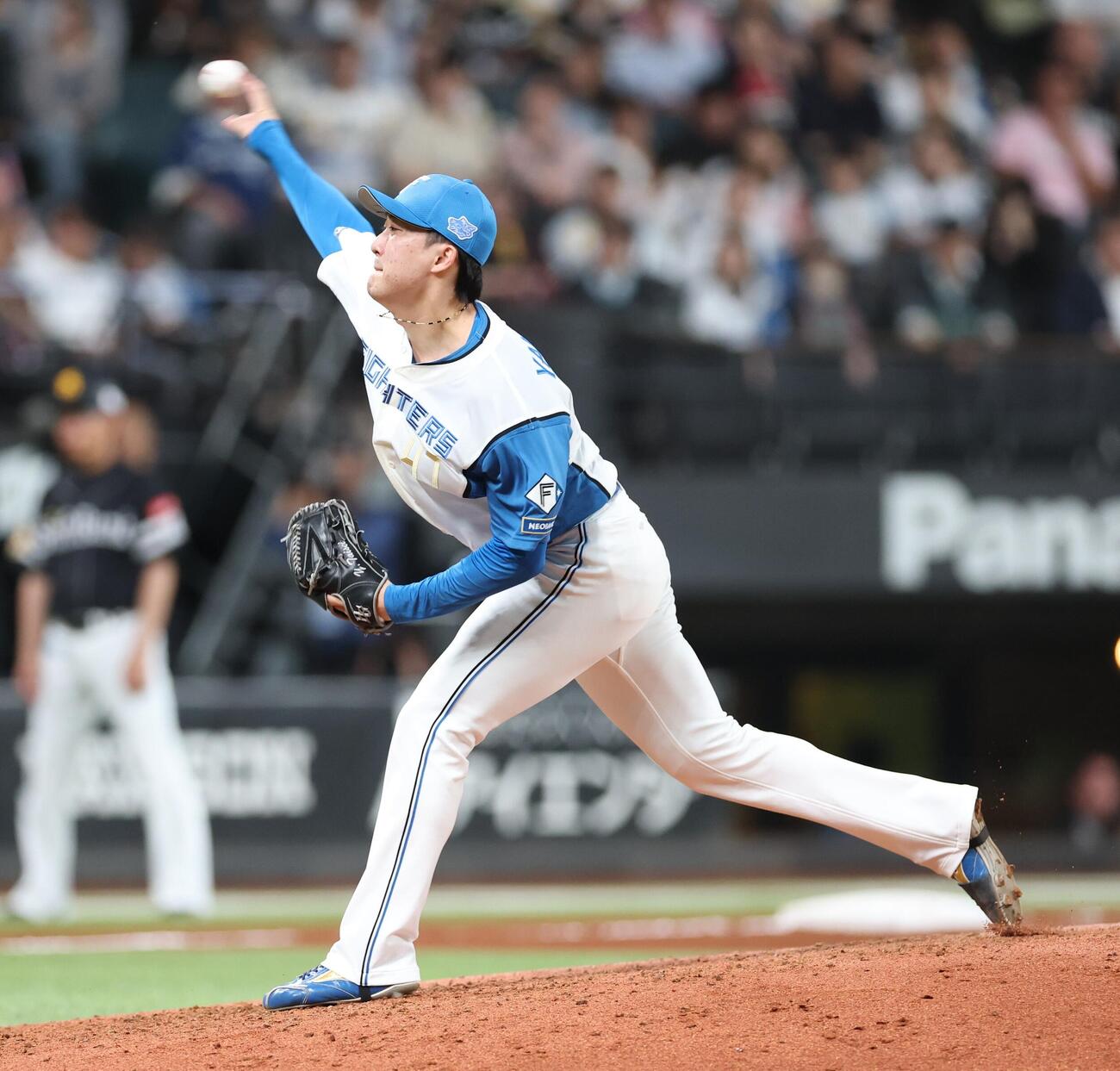 日本ハム対ソフトバンク　9回に登板の柳川大晟（撮影・黒川智章）