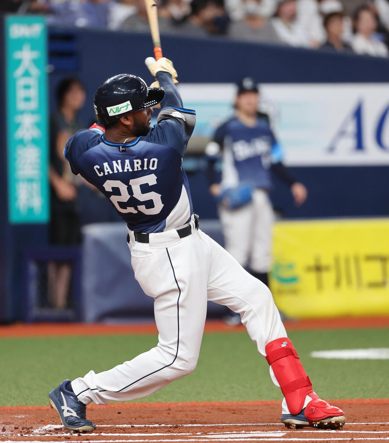 オリックス対西武　1回表西武2死二塁、アレクサンダー・カナリオは適時打を放つ（撮影・西尾就之）