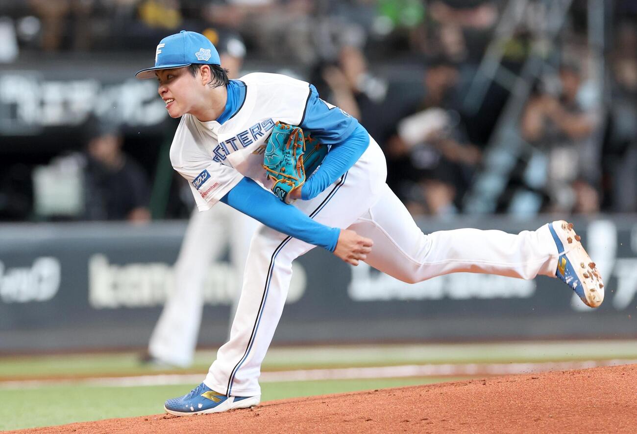 日本ハム対ソフトバンク　日本ハム先発の孫易磊（撮影・黒川智章）