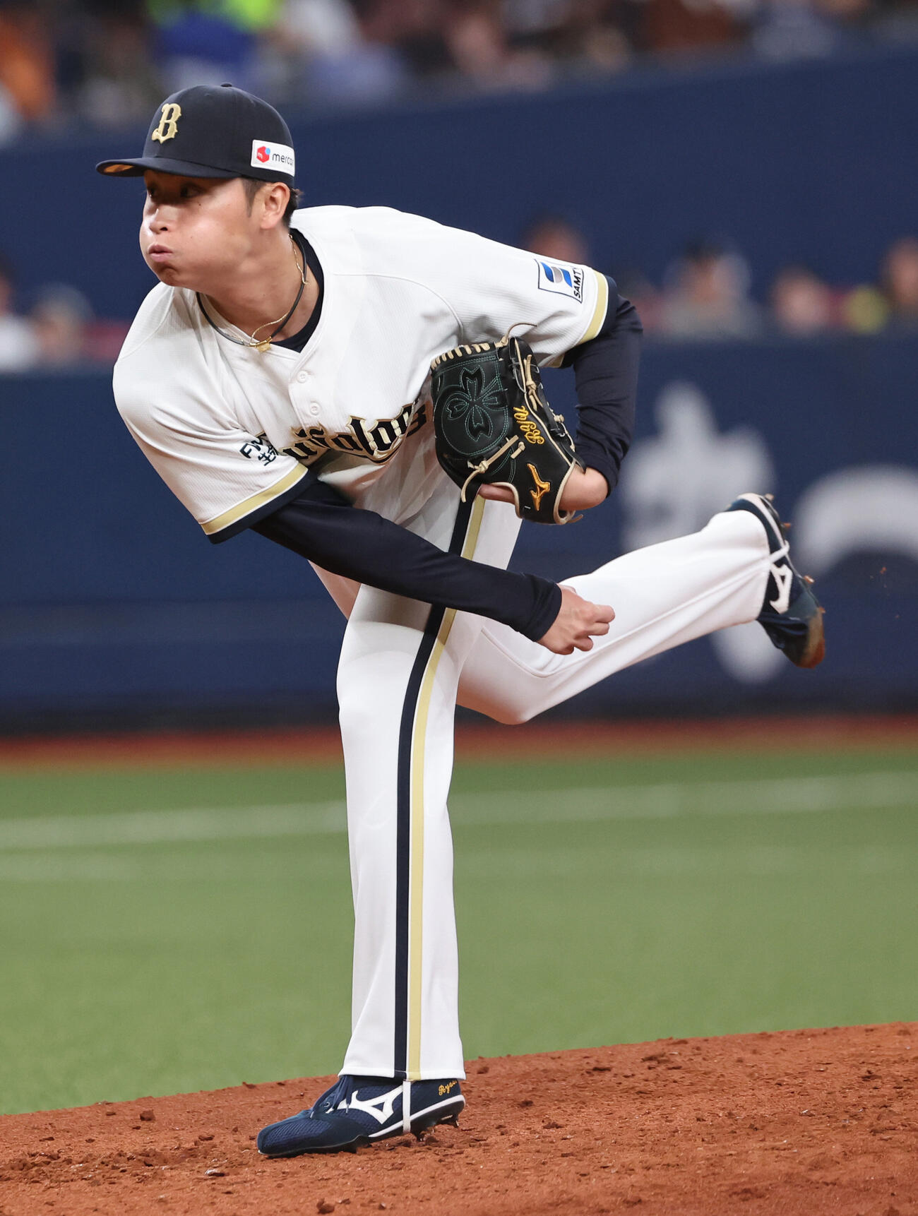 オリックス対西武　5回途中から登板したオリックス2番手の権田琉成（撮影・西尾就之）