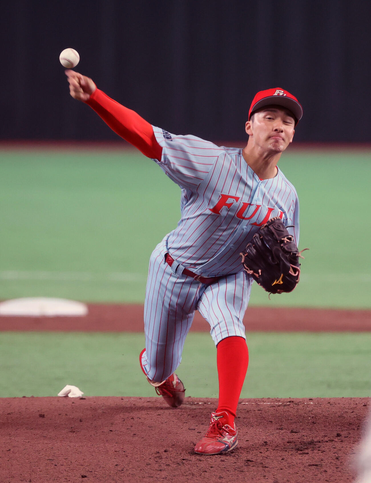 1回戦の富士大対松山大　7回2失点14奪三振と好投した富士大・角田楓斗