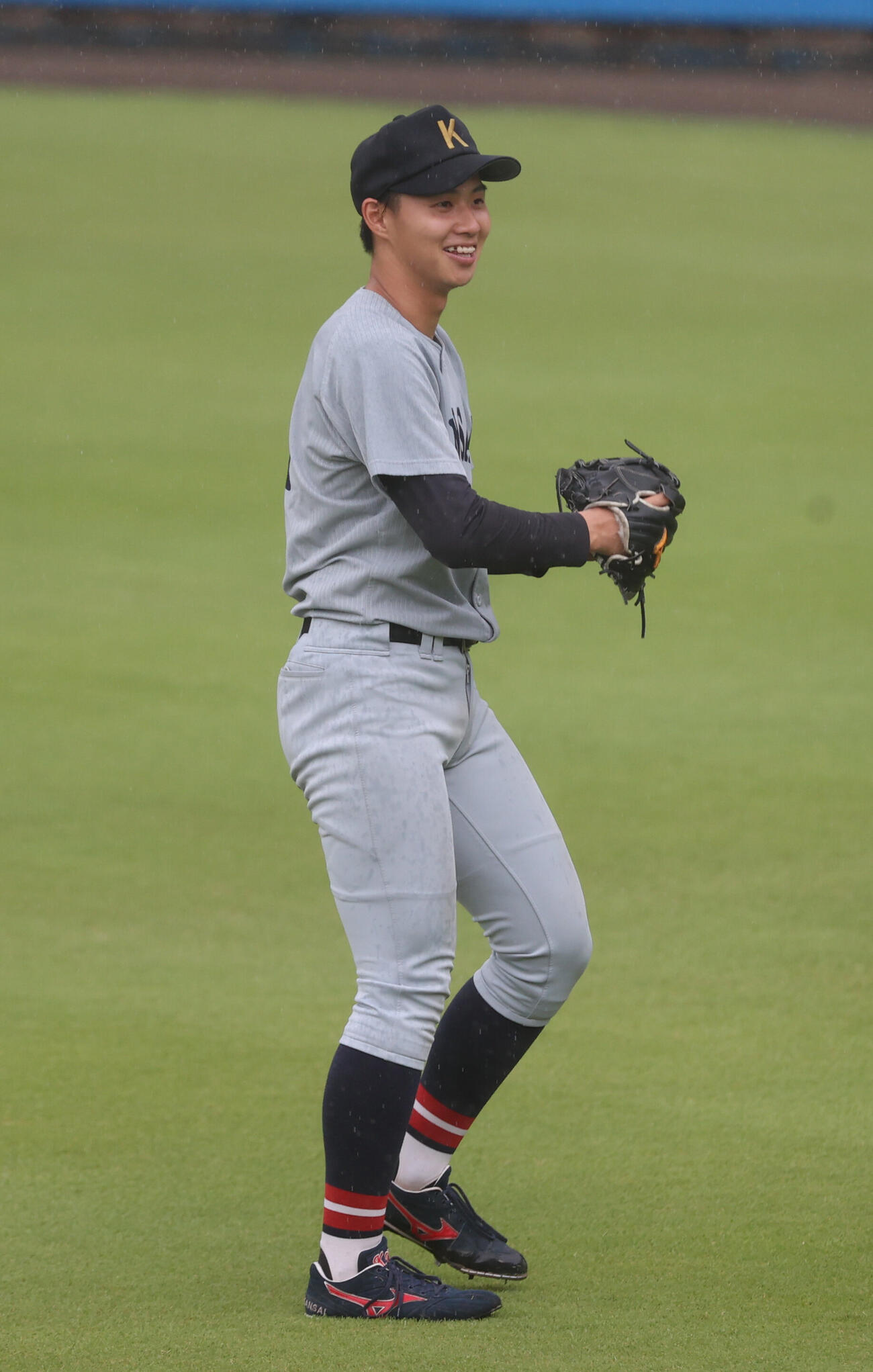 代表選考合宿で笑顔を見せる関大・米沢友翔（撮影・柴田隆二）