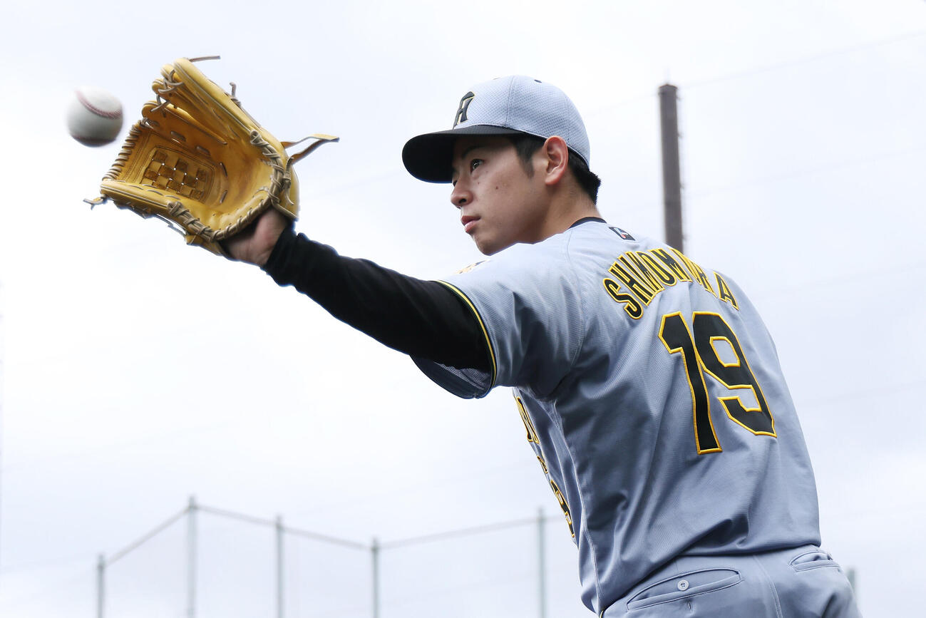 ファーム・リーグ西地区オリックス戦で投球に備える阪神下村海翔（撮影・前田充）