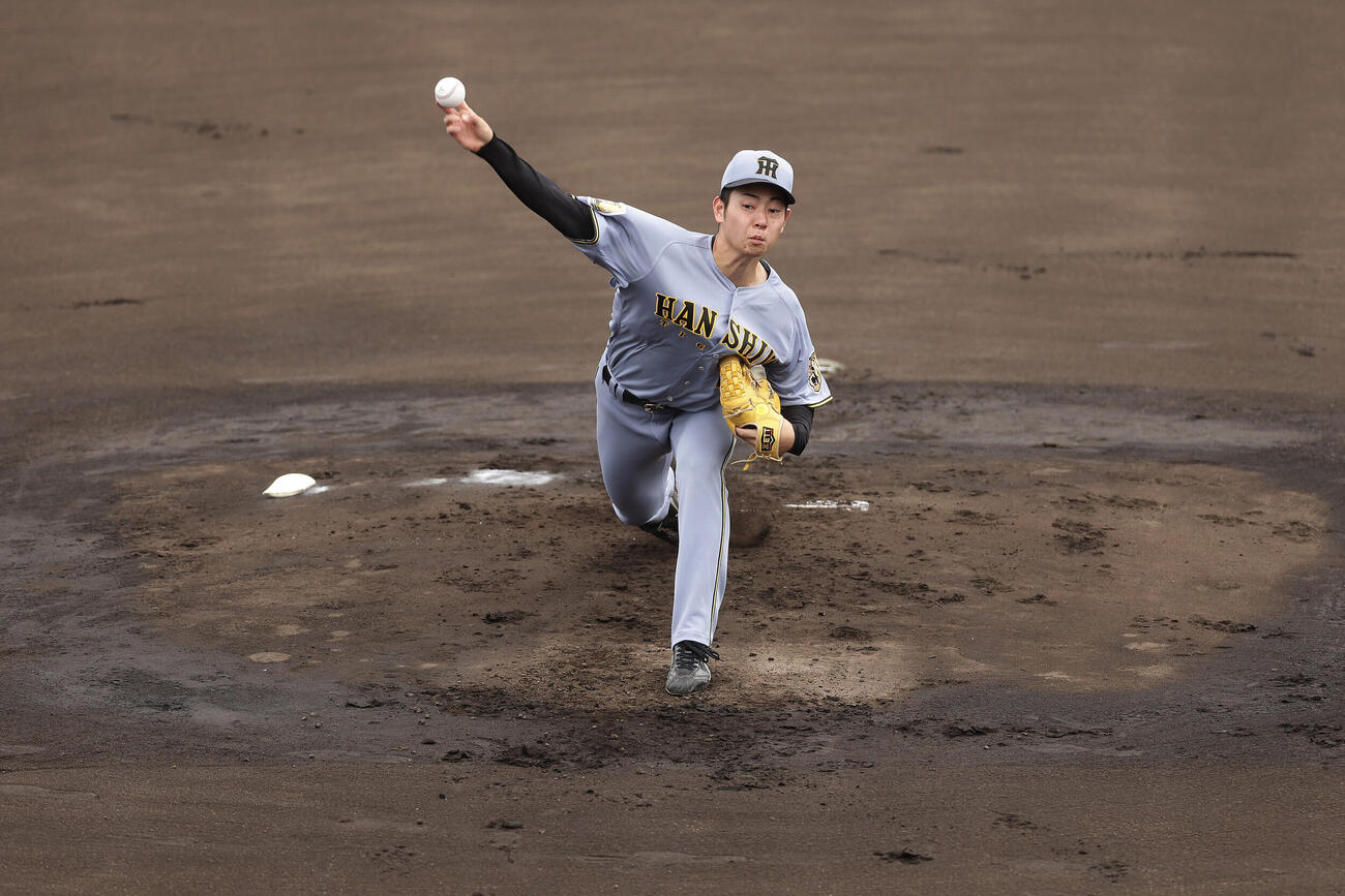 ファーム・リーグ西地区オリックス戦で先発し力投する阪神下村海翔（撮影・前田充）