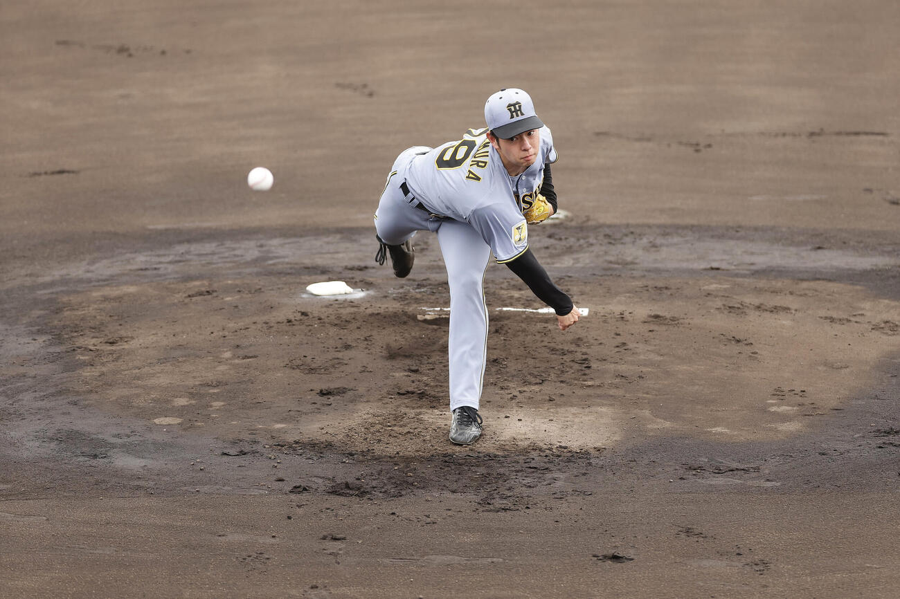 ファーム・リーグ西地区オリックス戦で先発し力投する阪神下村海翔（撮影・前田充）