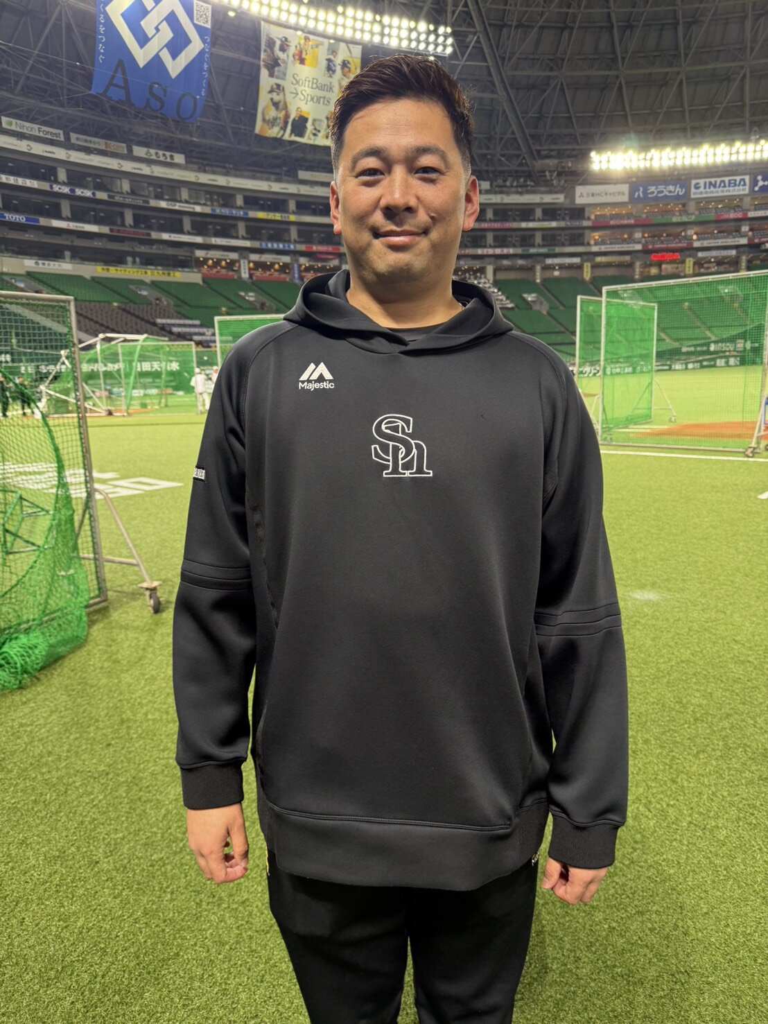 「トラジェクトアーク」の番人を務めるソフトバンクの先乗りスコアラー兼運営サポートの渡辺雄大さん