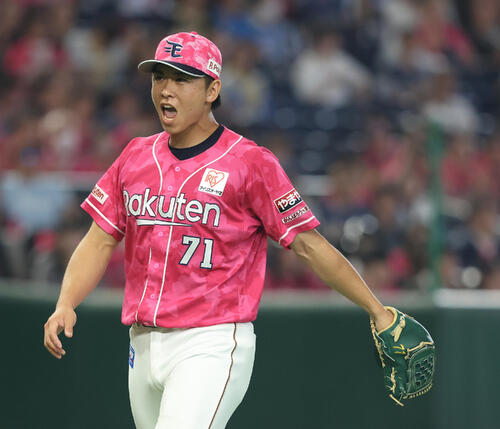 楽天対西武 延長11回表を抑える柴田大地(撮影・河田真司)