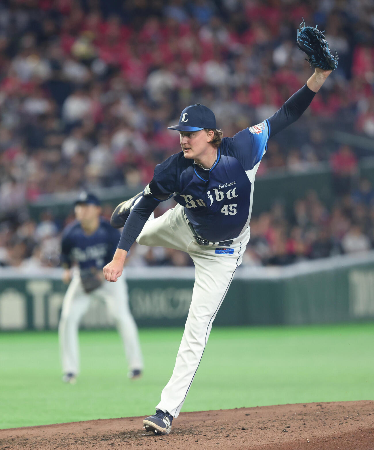 楽天対西武　6回裏、2番手で登板するウィンゲンター（撮影・河田真司）