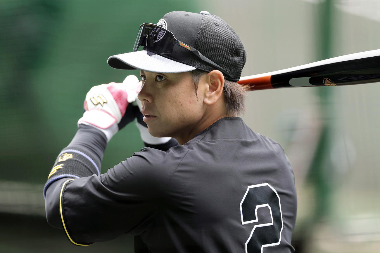 阪神対ヤクルト　打撃練習を行う阪神梅野隆太郎（撮影・前田充）