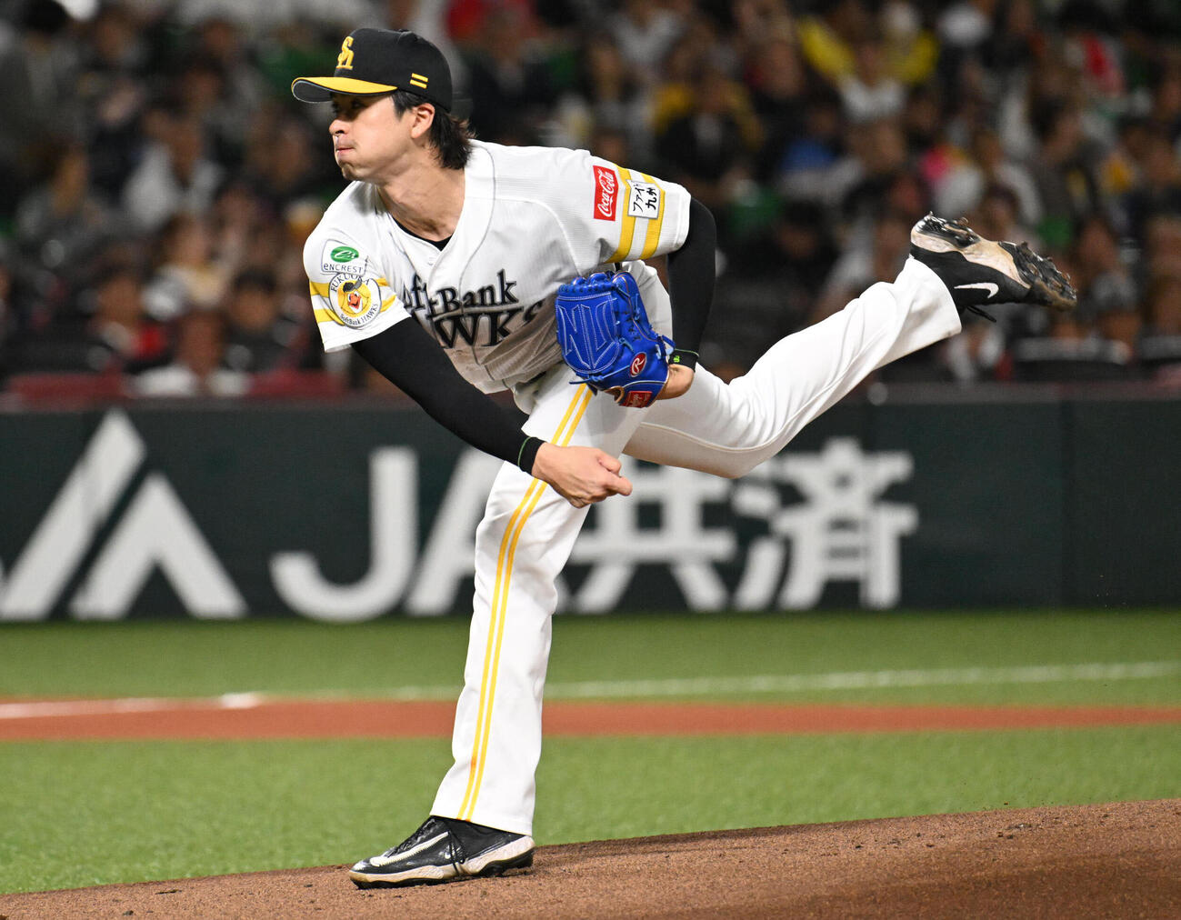 ソフトバンク対オリックス　ソフトバンク先発の上沢直之（撮影・林敢治）