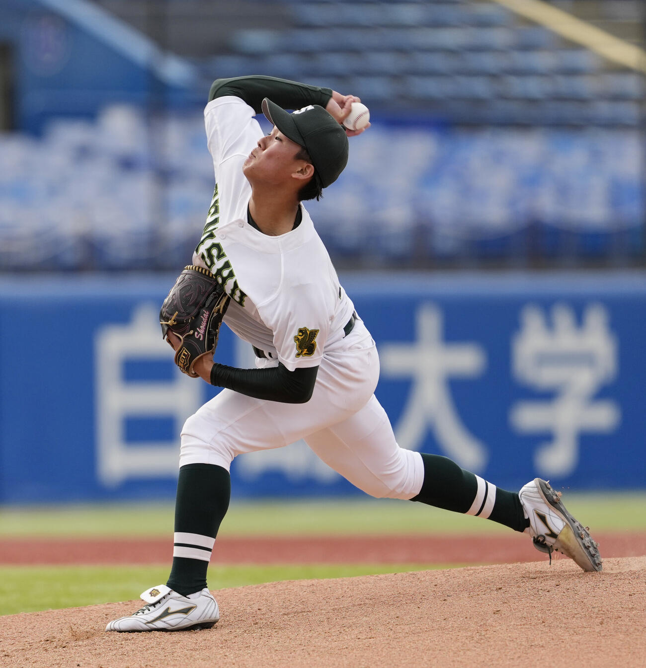 東洋大対専大　力投する先発の専大・梅沢翔大（撮影・小島史椰）